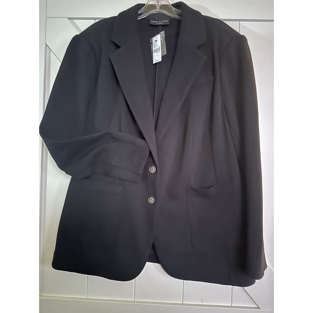 NWT Lane Bryant Black Classic Two Button Blazer Jacket‎ Size 16 Cotton Blend NEW